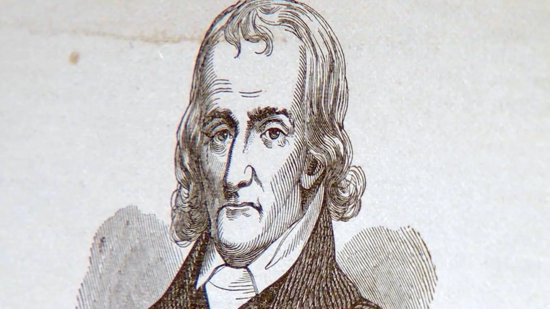 A vintage engraved portrait of a man featured in Ulster-Scots Voices: Episode Four, highlighting historical brand development and storytelling.