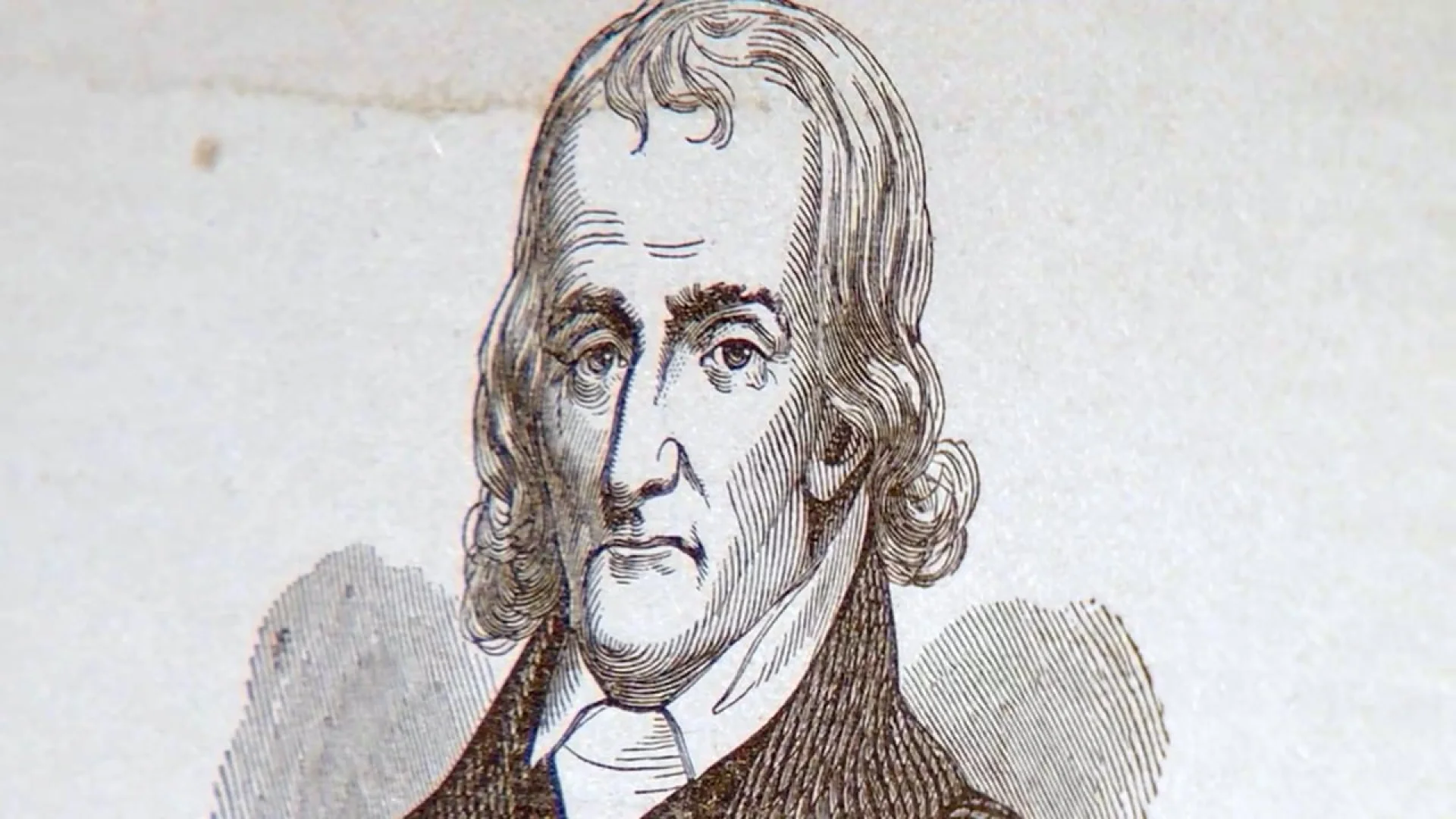 A vintage engraved portrait of a man featured in Ulster-Scots Voices: Episode One, highlighting historical brand storytelling and design.