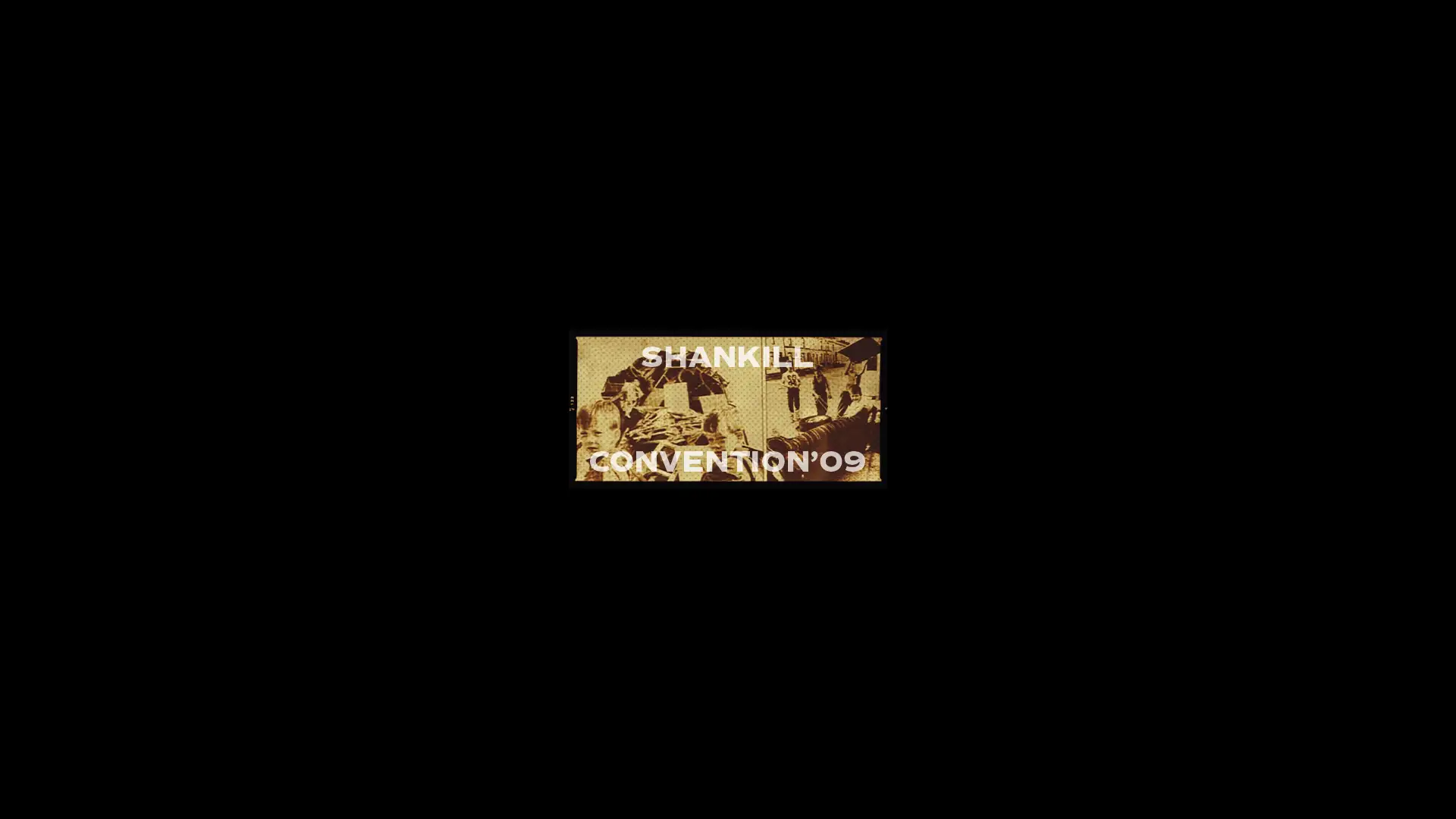 Vintage-style graphic featuring the text Shankill Convention 2009 over a sepia-toned collage of historical event photography.